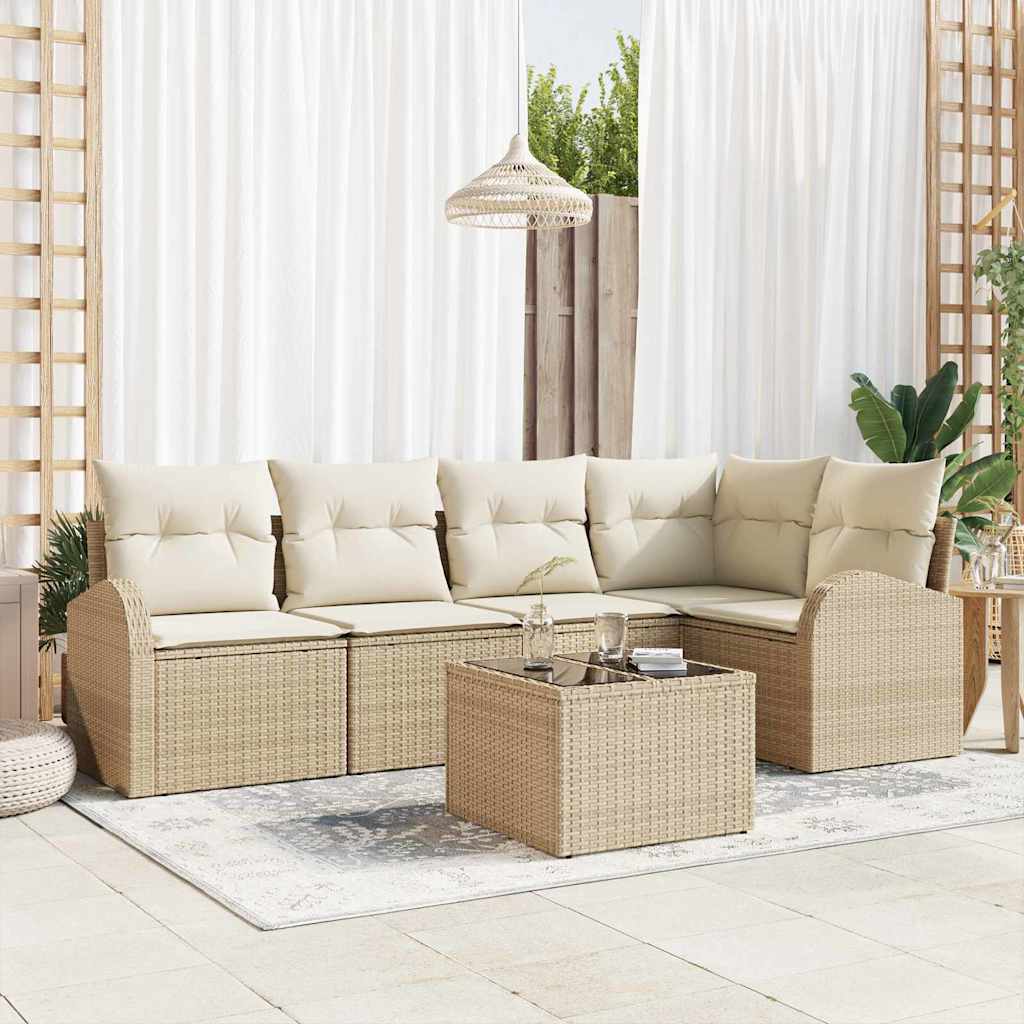 Sofa Set mit Kissen Beige Polyester