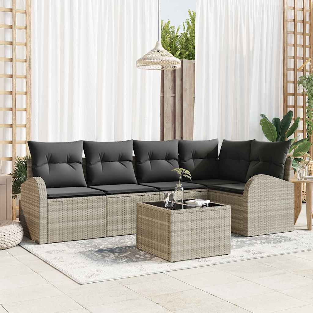 Sofa Set 6 stk. Hellgrau Polyester