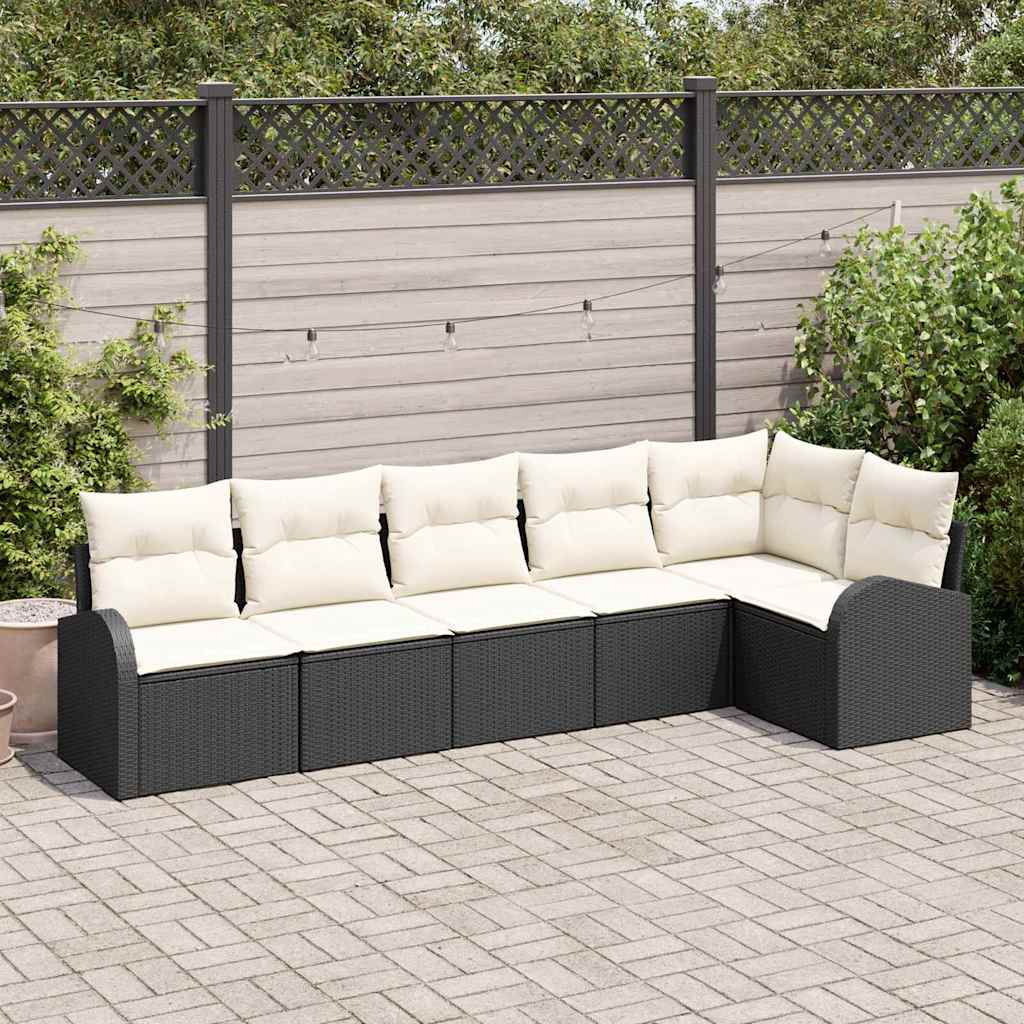 Gartensofa-set 6 stk. Schwarz Poly-Rattan