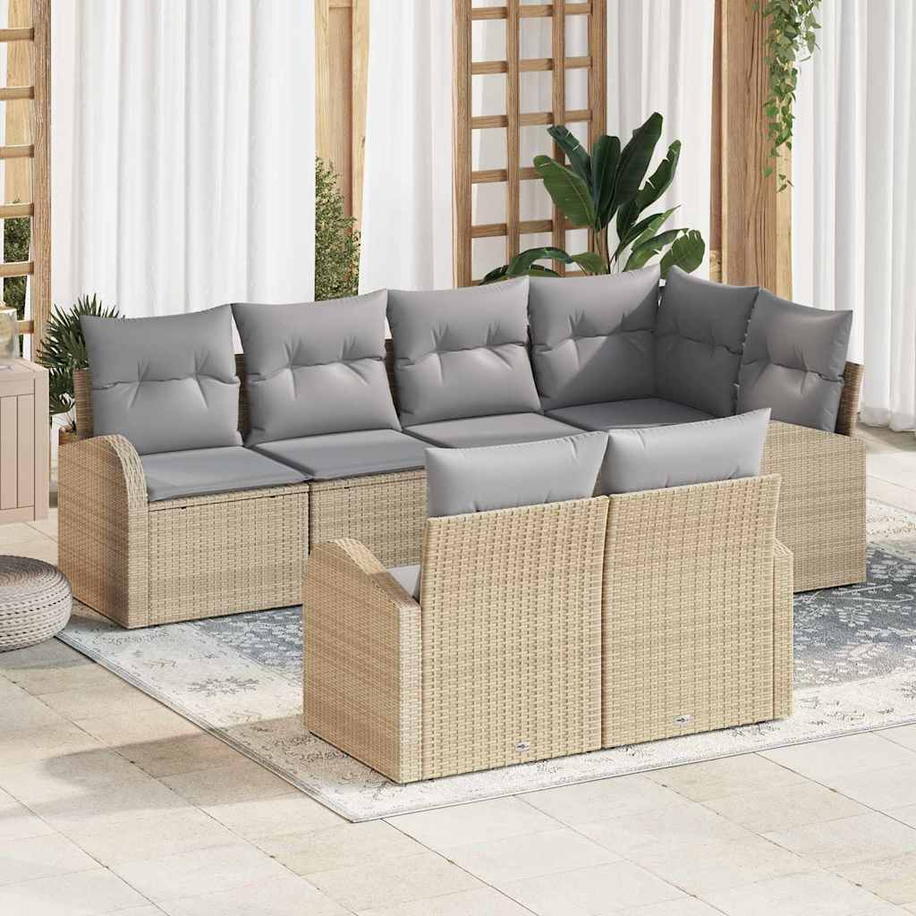 Gartensofa-set Beige Poly-Rattan