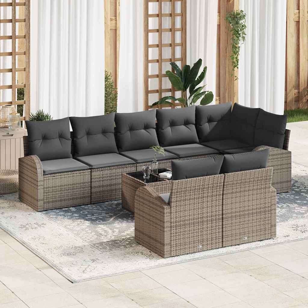Gartensofa-set 9 Stk. 8-Sitzanzahl Grau Poly-Rattan