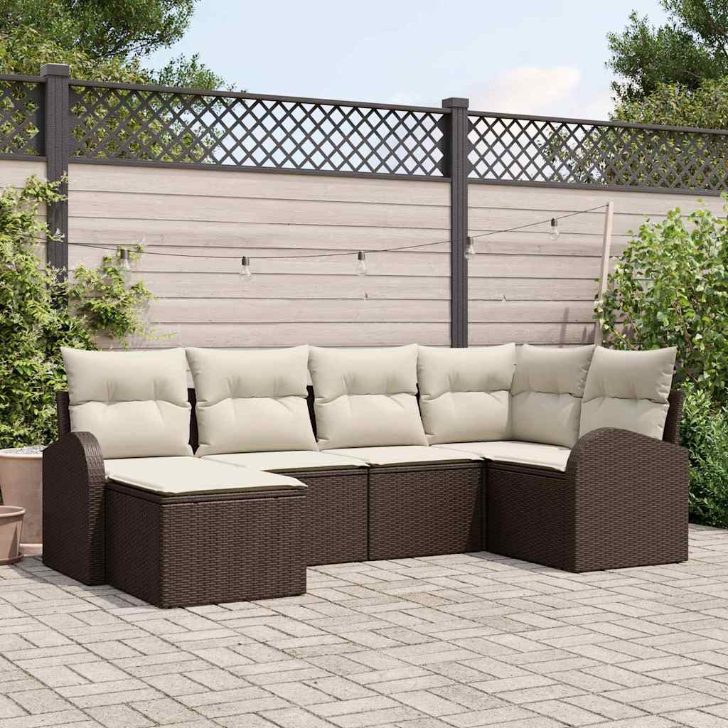 Gartensofa-set 6 stk. Braun Poly-Rattan