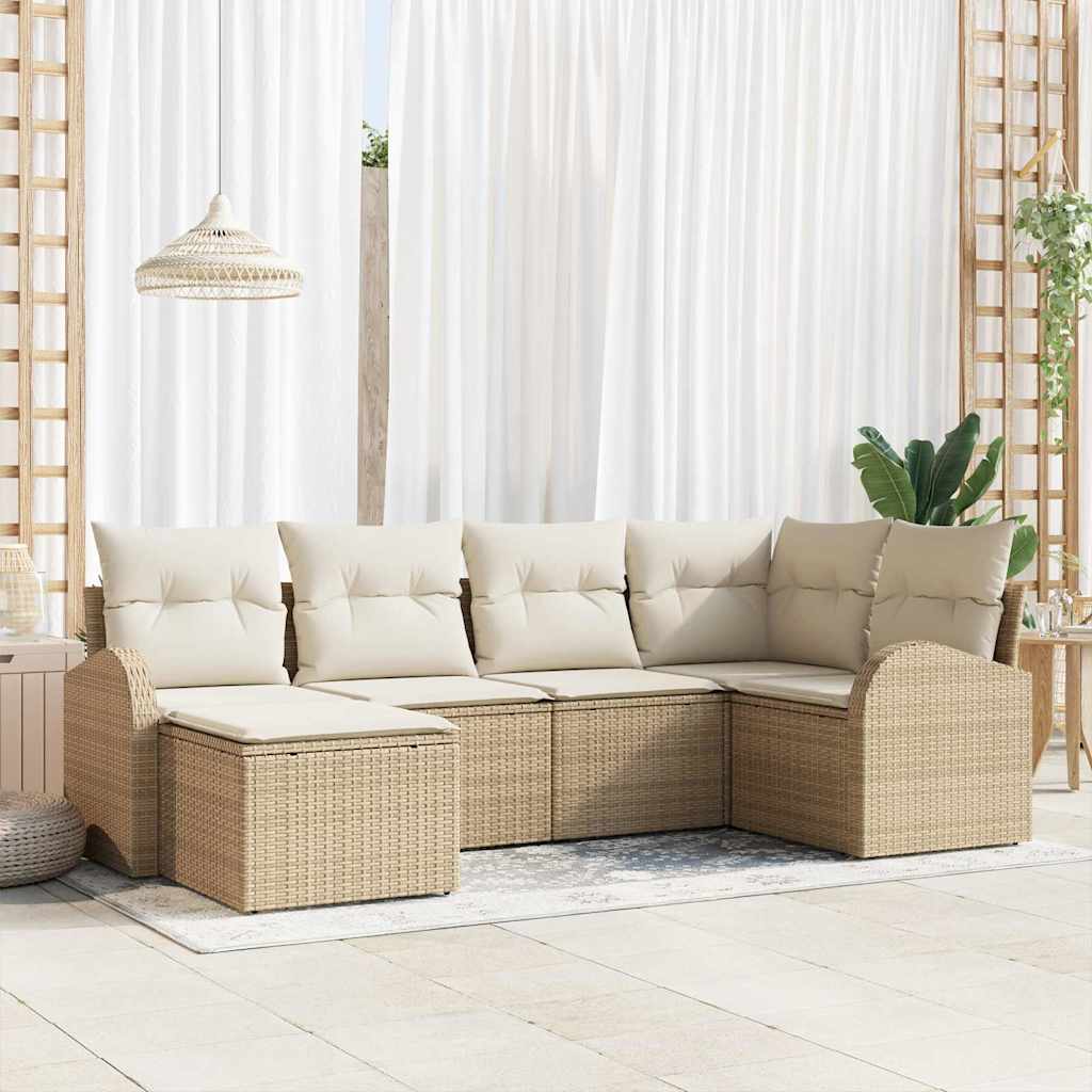 Gartensofa-set 6 stk. Beige Poly-Rattan