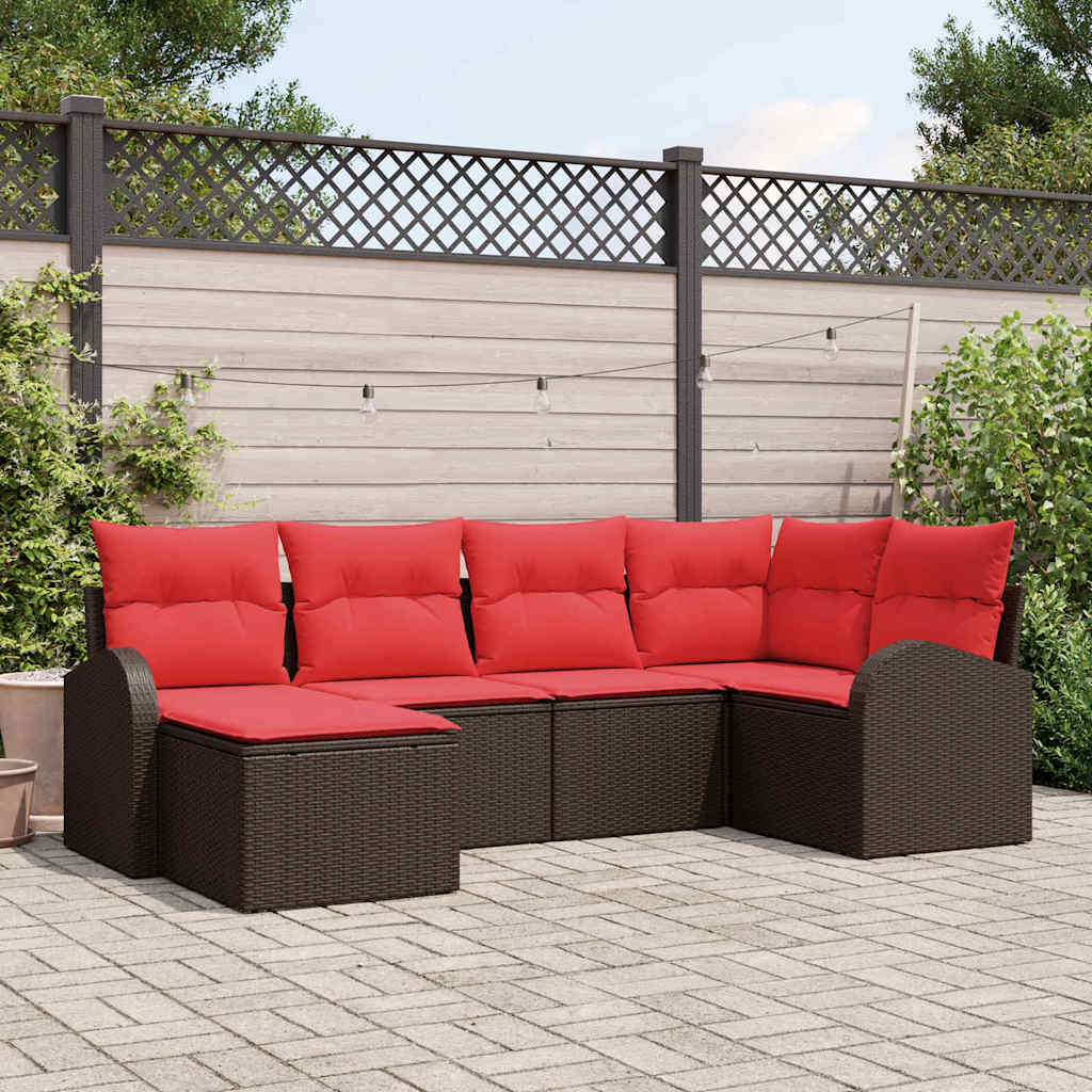 Gartensofa-set 6 stk. Braun [Synthetisch]: Poly Rattan
