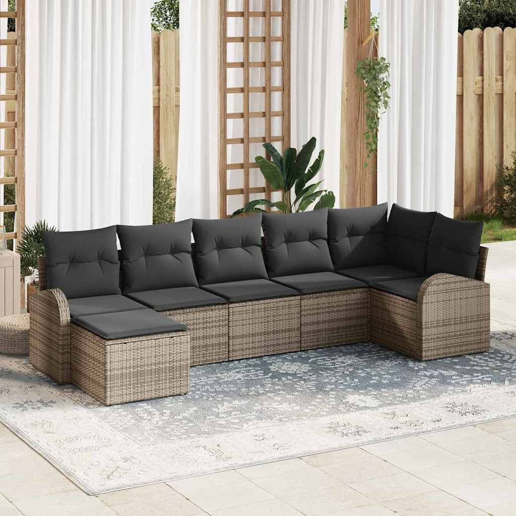 Gartensofa-set 7 stk. Grau [Synthetisch]: Poly Rattan