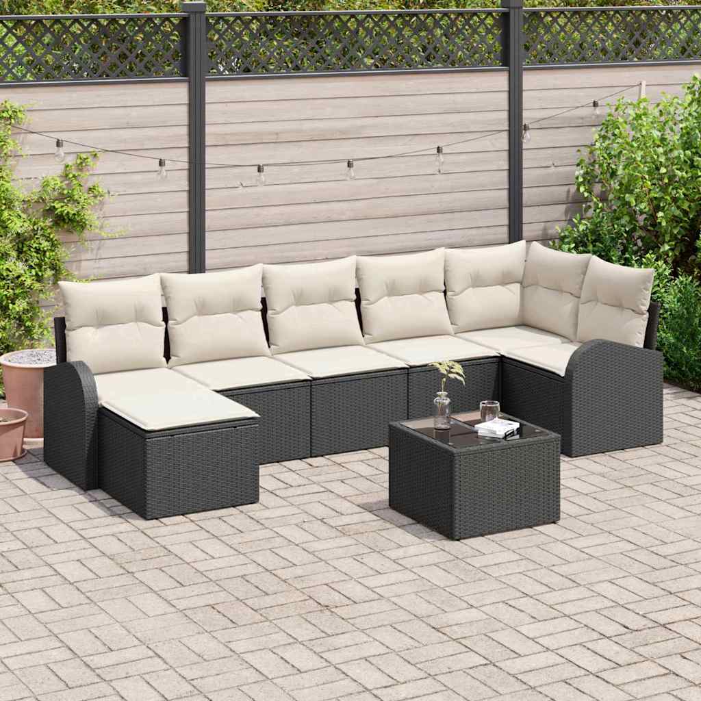Gartensofa-set 8 stk. Schwarz [Synthetisch]: Poly Rattan