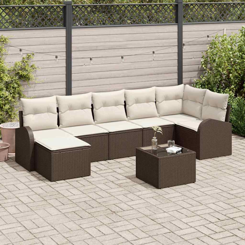 Gartensofa-set 8 stk. Braun [Synthetisch]: Poly Rattan