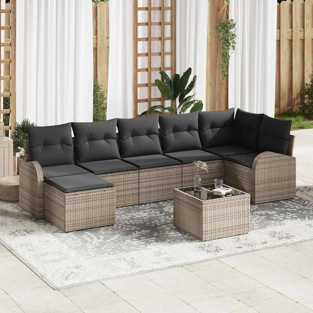 Gartensofa-set 8 stk. Grau [Synthetisch]: Poly Rattan