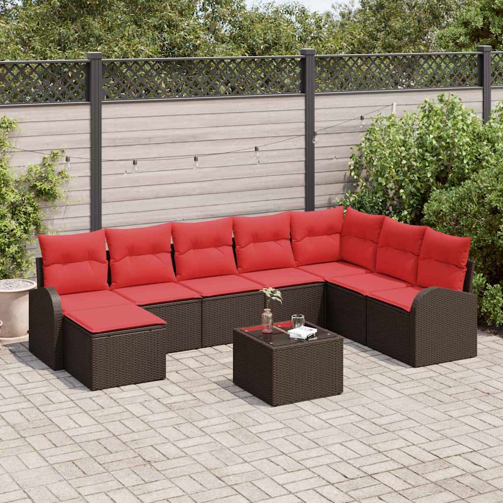 Gartensofa-set 9 stk. Braun [Synthetisch]: Poly Rattan
