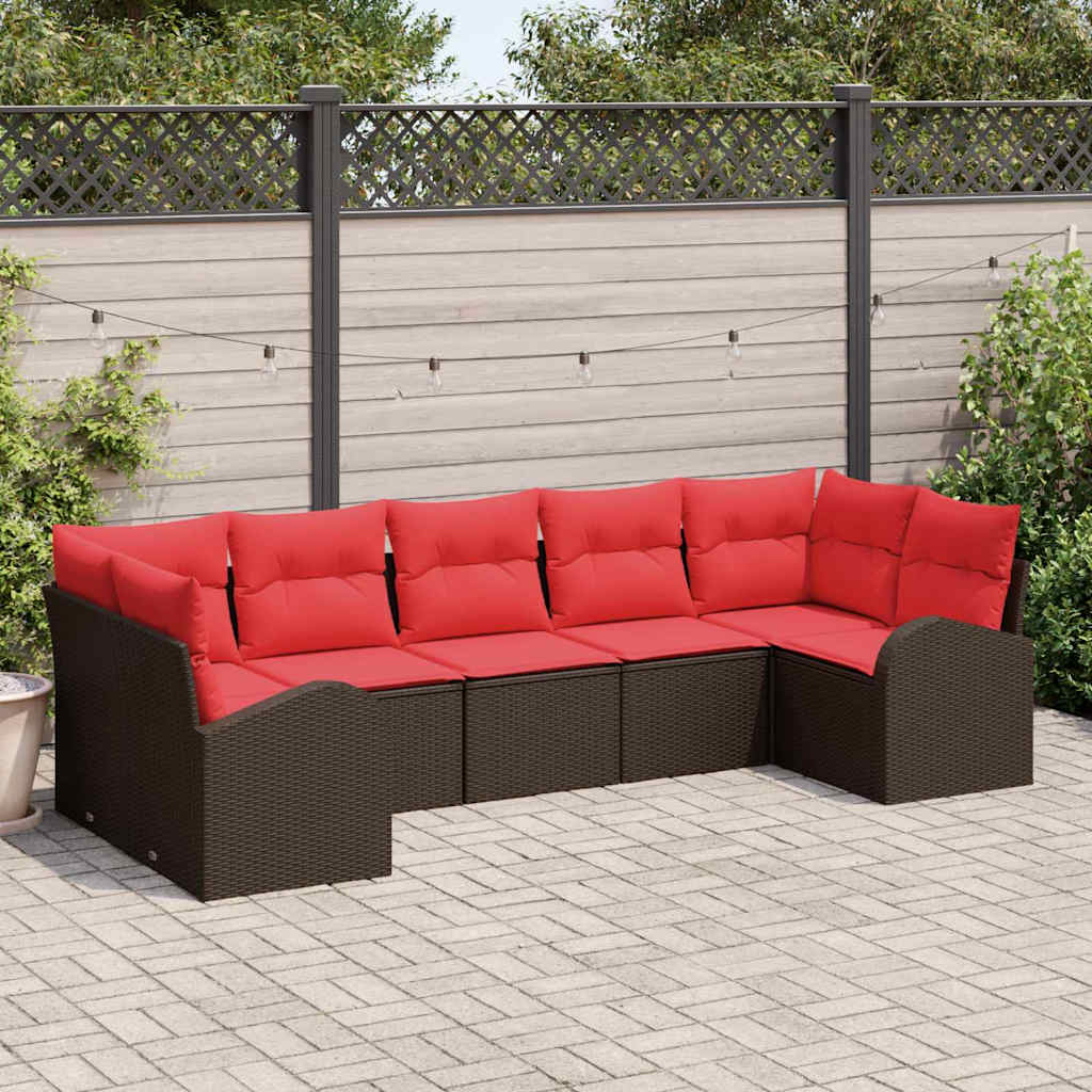 Gartensofa-set 7 stk. Braun [Synthetisch]: Poly Rattan