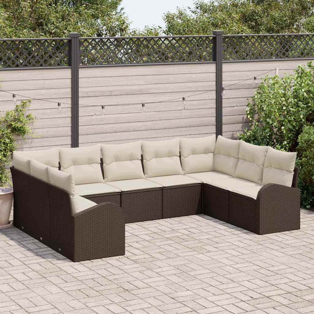 Sofa Set 9 stk. Braun [Synthetisch]: Poly Rattan