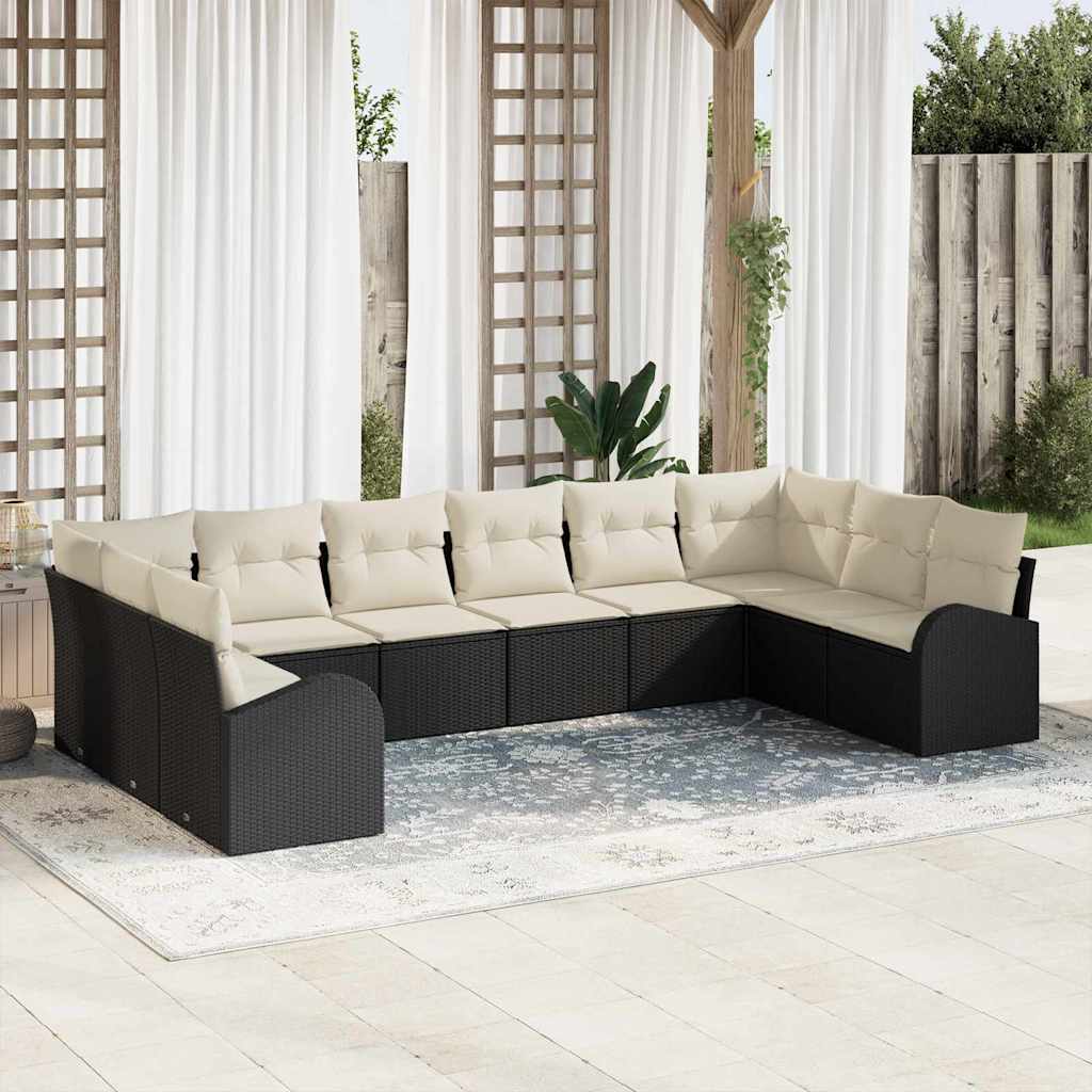 Sofa Set 10 stk. Schwarz [Synthetisch]: Polyrattan