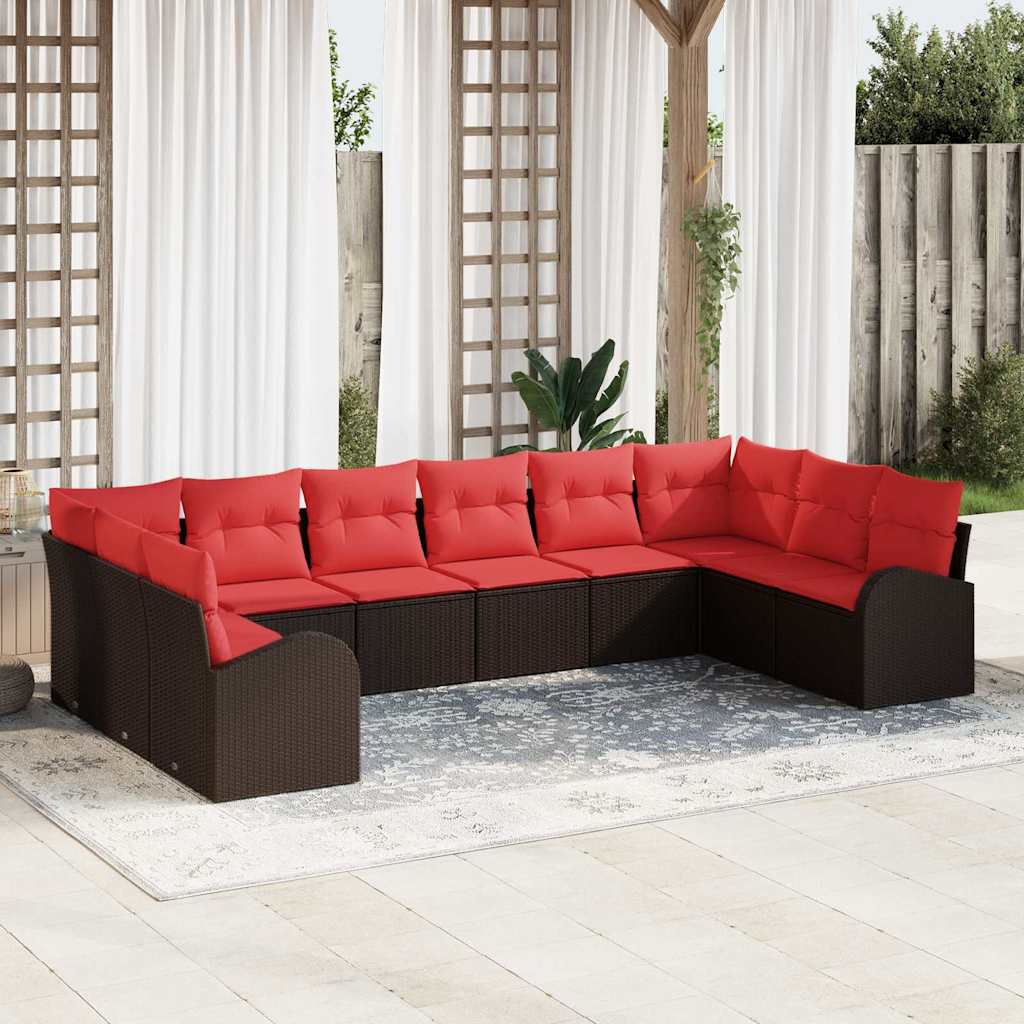 Sofa Set 10 stk. Braun [Synthetisch]: Poly Rattan