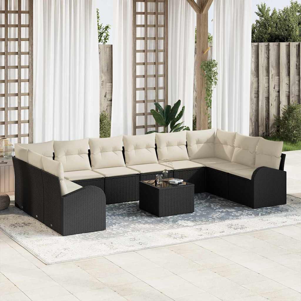 Sofa Set 11 stk. Schwarz [Synthetisch]: Polyrattan