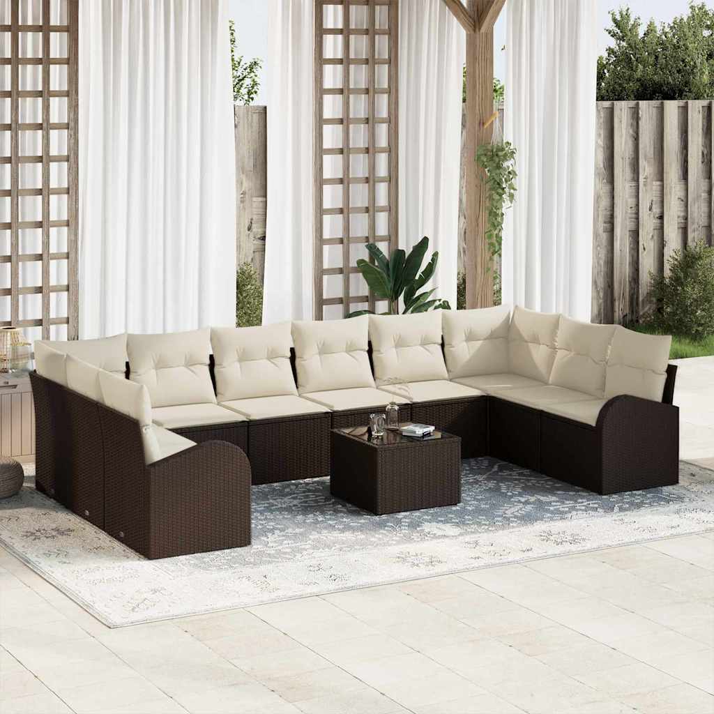 Sofa Set 11 stk. Braun [Synthetisch]: Polyrattan