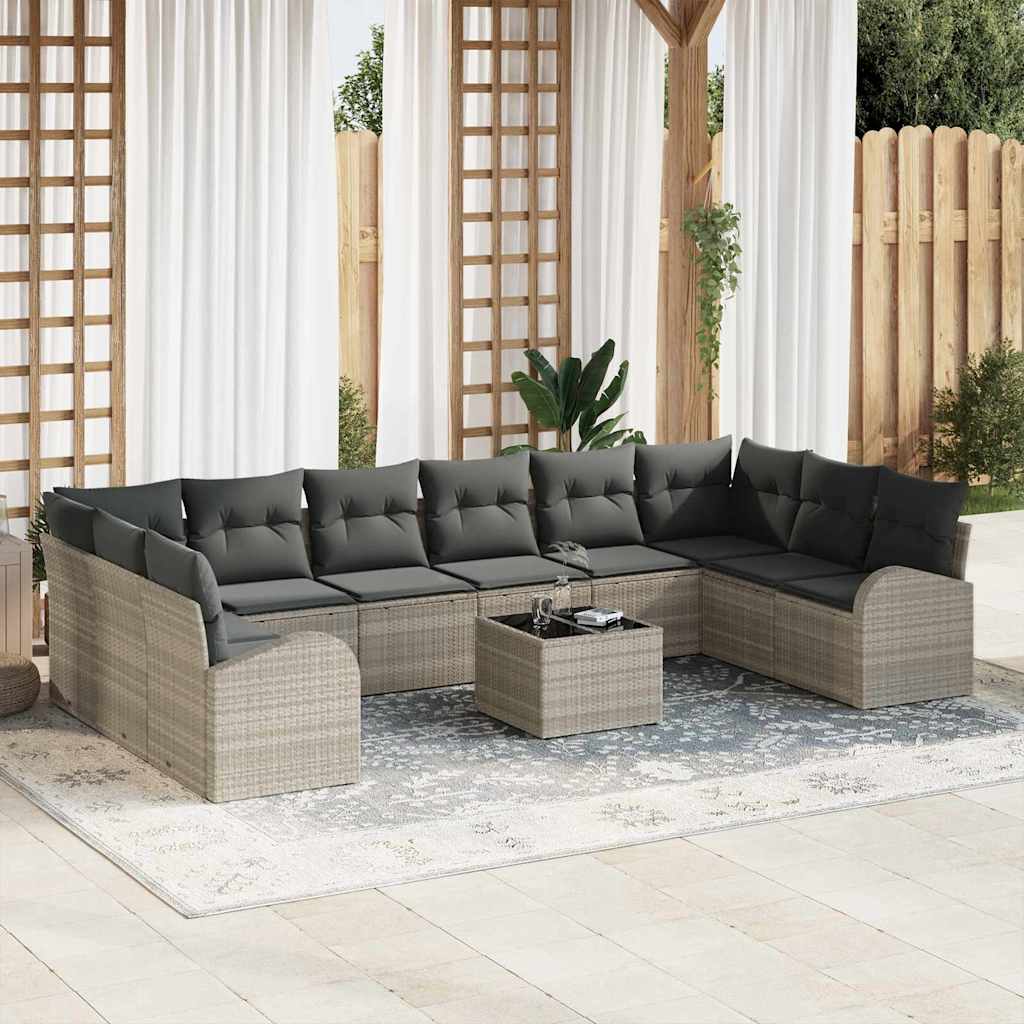 Sofa Set 11 stk. Hellgrau [Synthetisch]: Polyrattan