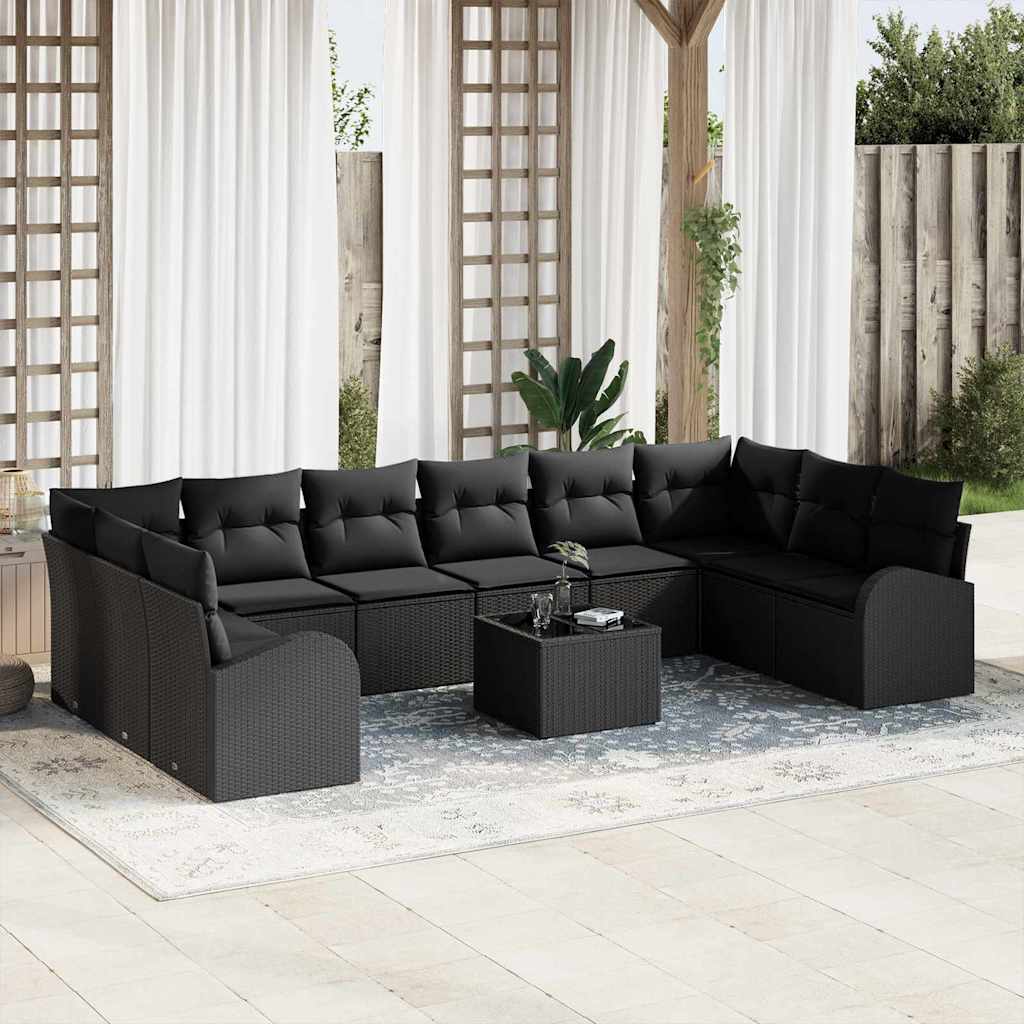 Sofa Set 11 stk. Schwarz [Synthetisch]: Polyrattan