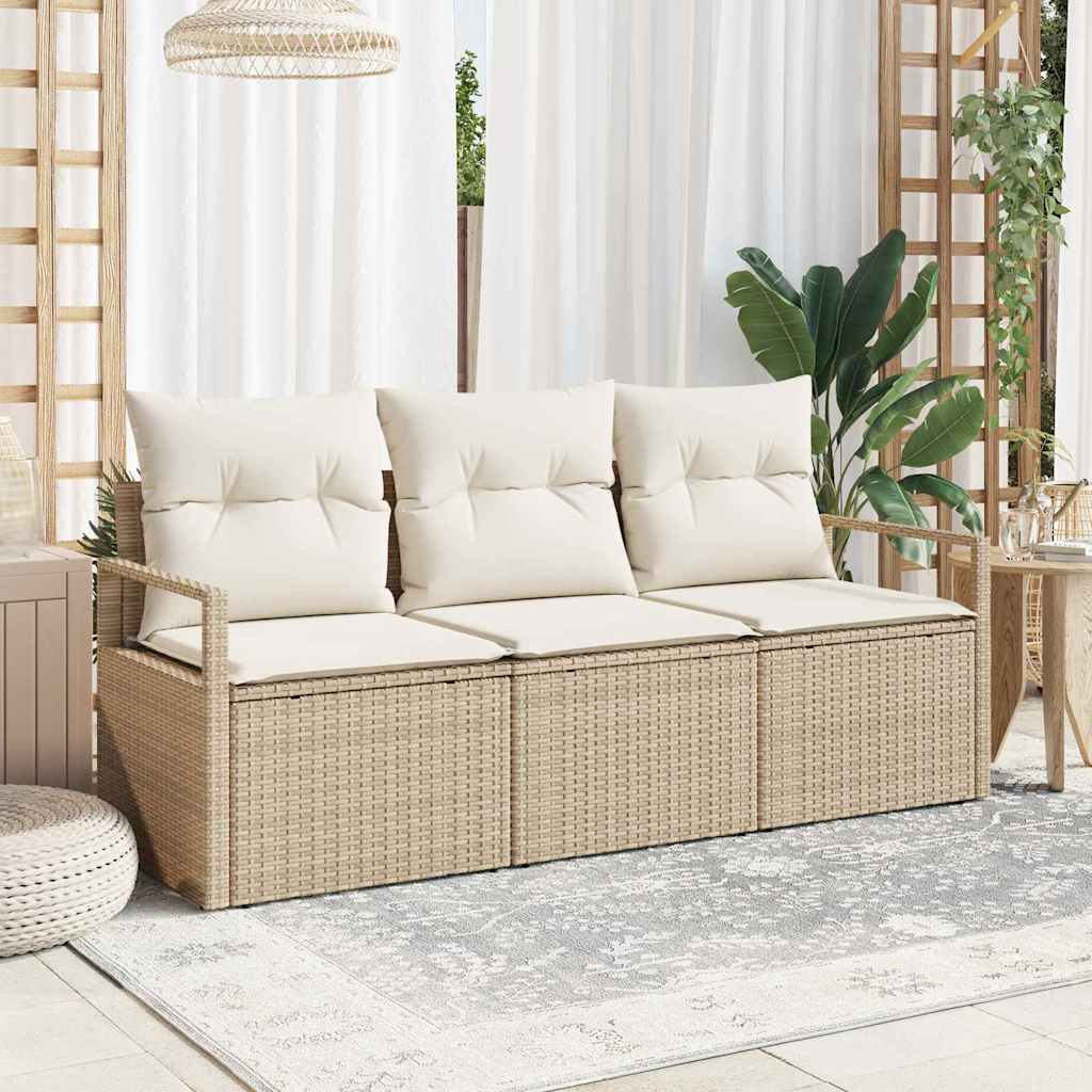 Sofa Set 3 stk. Beige [Synthetisch]: Poly Rattan