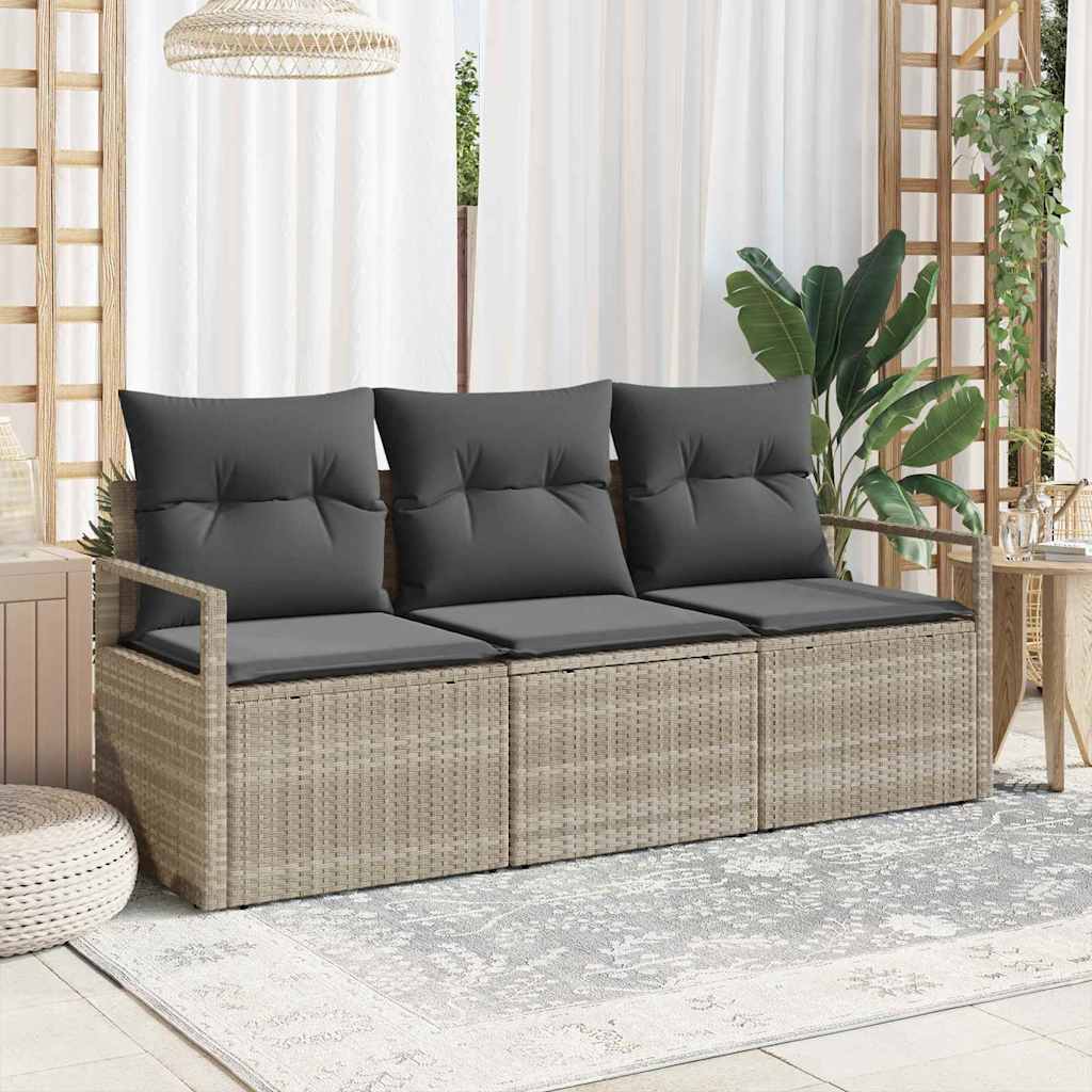 Sofa Set 3 stk. Hellgrau [Synthetisch]: Poly Rattan