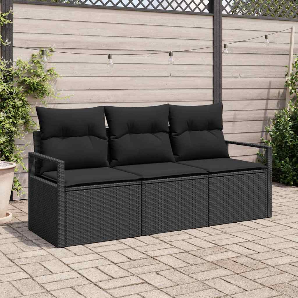 Sofa Set 3 stk. Schwarz [Synthetisch]: Poly Rattan