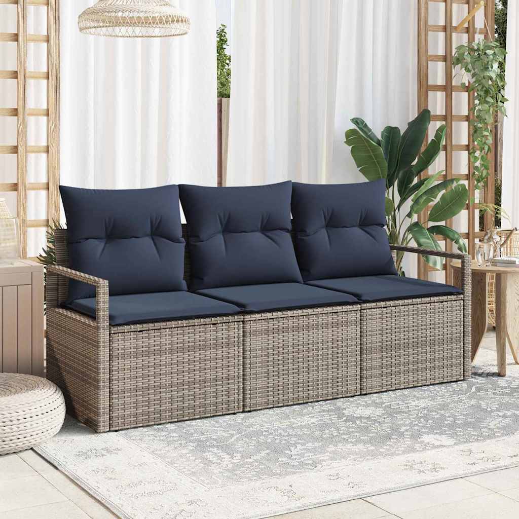 Sofa Set 3 stk. Grau [Synthetisch]: Poly Rattan