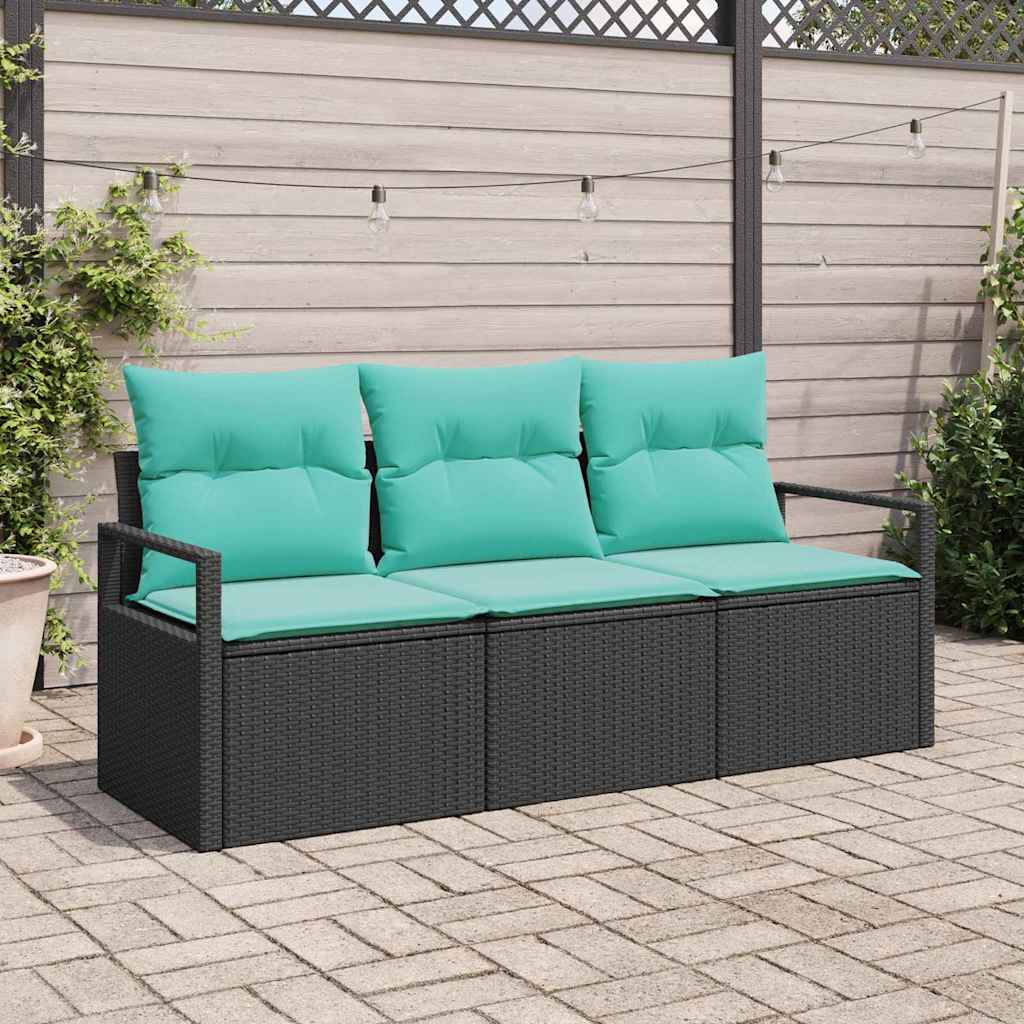 Sofa Set 3 stk. Schwarz [Synthetisch]: Poly Rattan