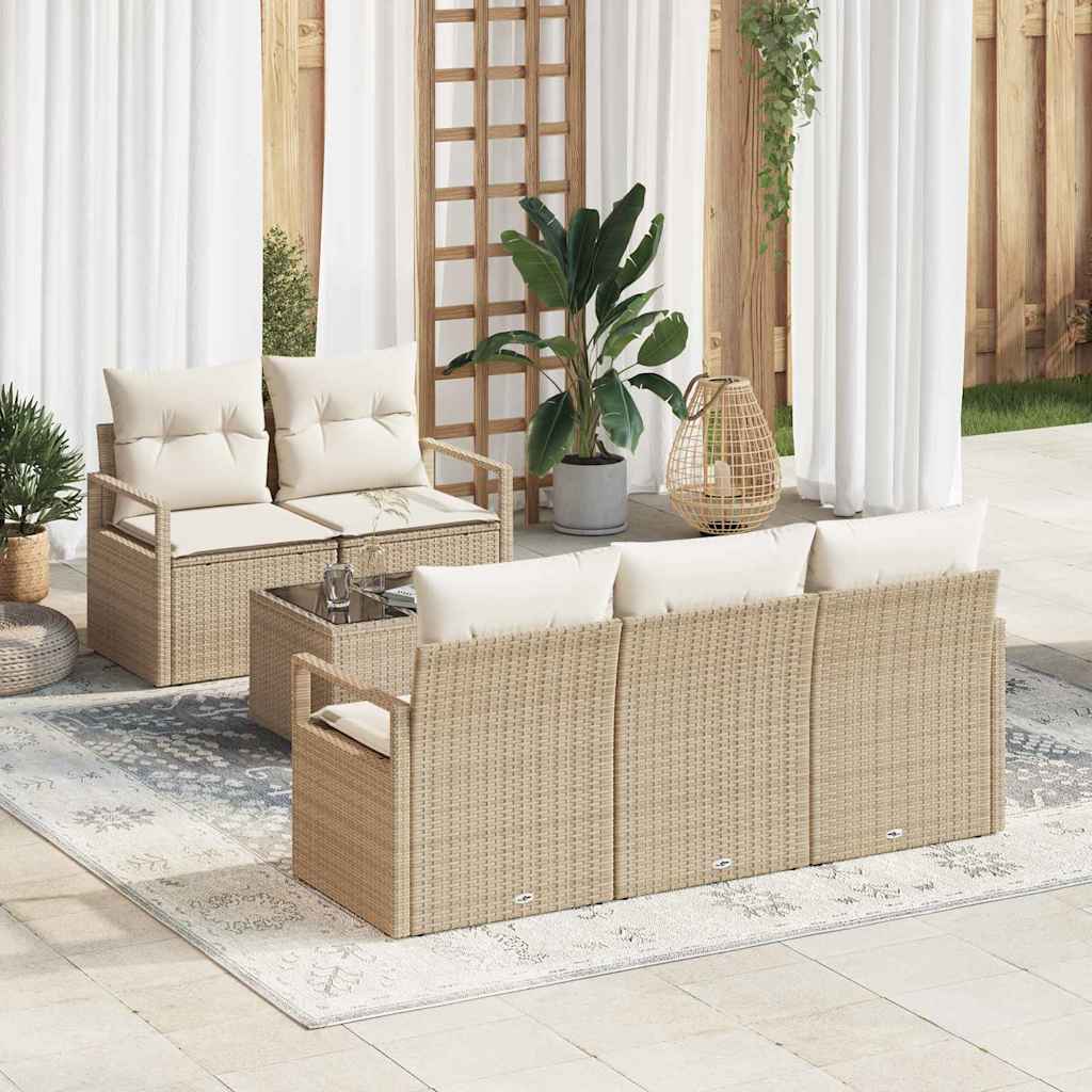 Sofa Set 6 stk. 5-Sitzanzahl Beige und Creme Poly Rattan