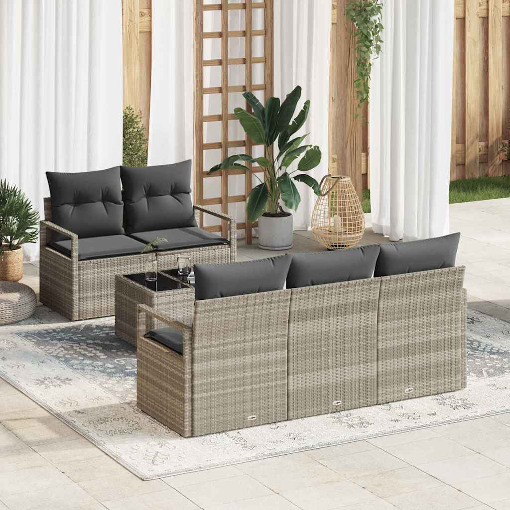 Sofa Set 6 stk. 5-Sitzanzahl Hellgrau Poly Rattan