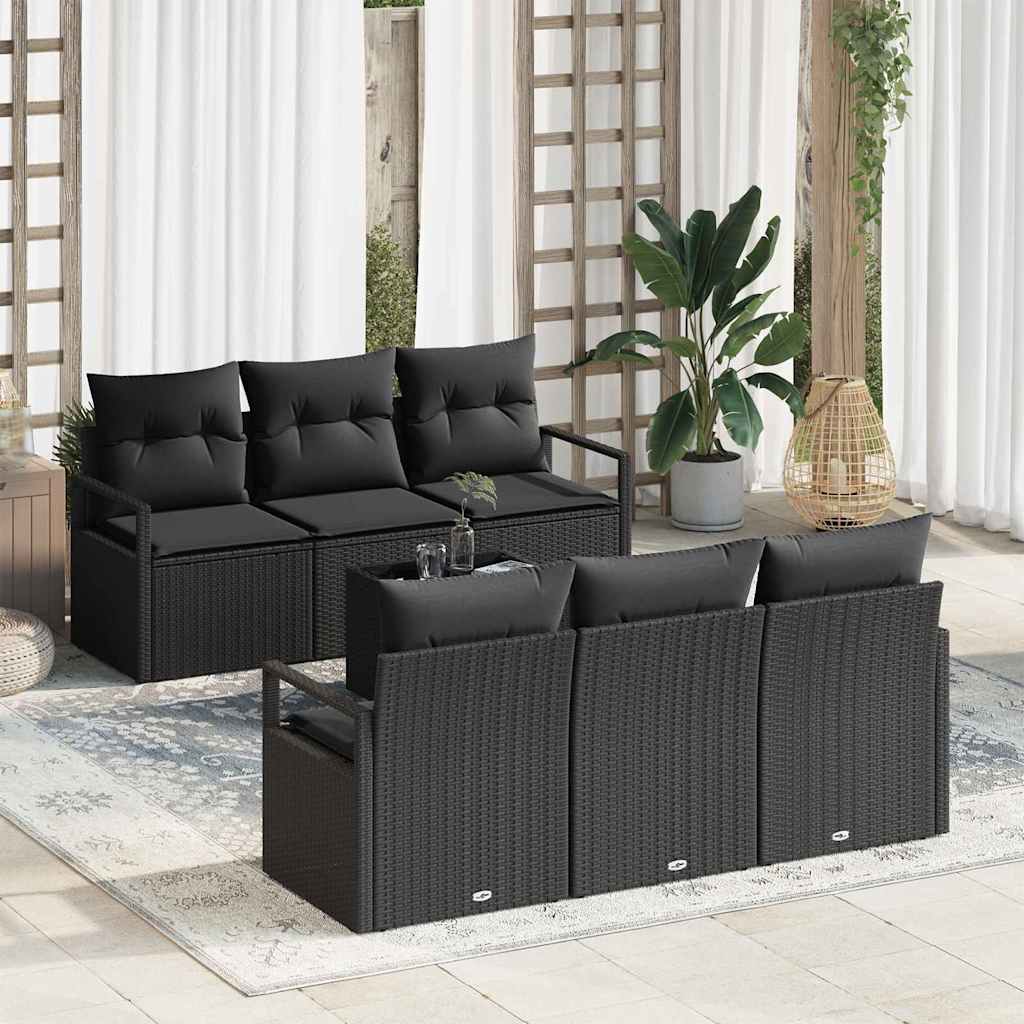 Sofa Set 7 Stk. 6-Sitzanzahl Schwarz Poly Rattan