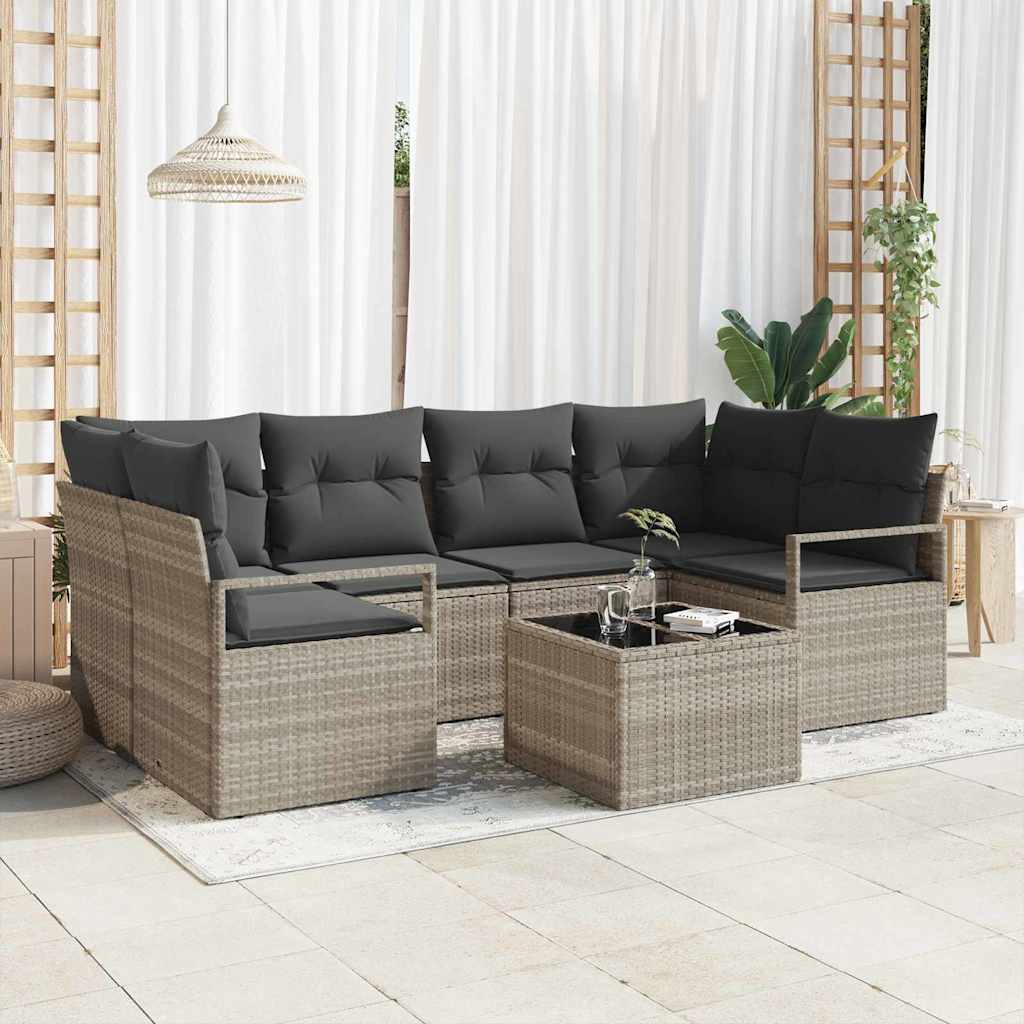 Sofa Set 7 stk. 6-Sitzanzahl Hellgrau und Dunkelgrau