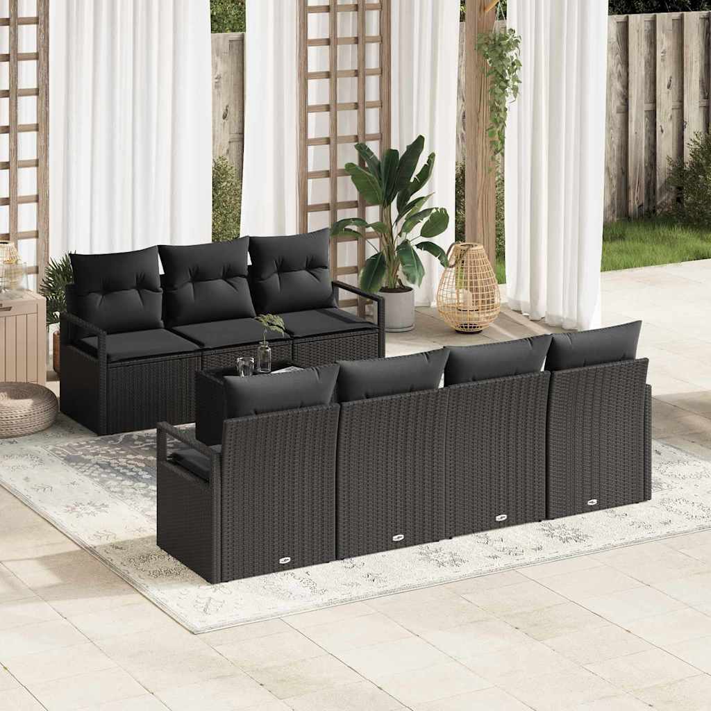 Sofa Set 8 stk. 7-Sitzanzahl Schwarz Poly Rattan