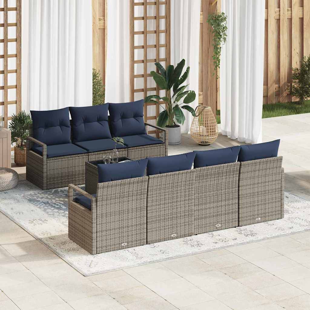 Sofa Set 8 Stk. 7-Sitzanzahl Grau Poly Rattan