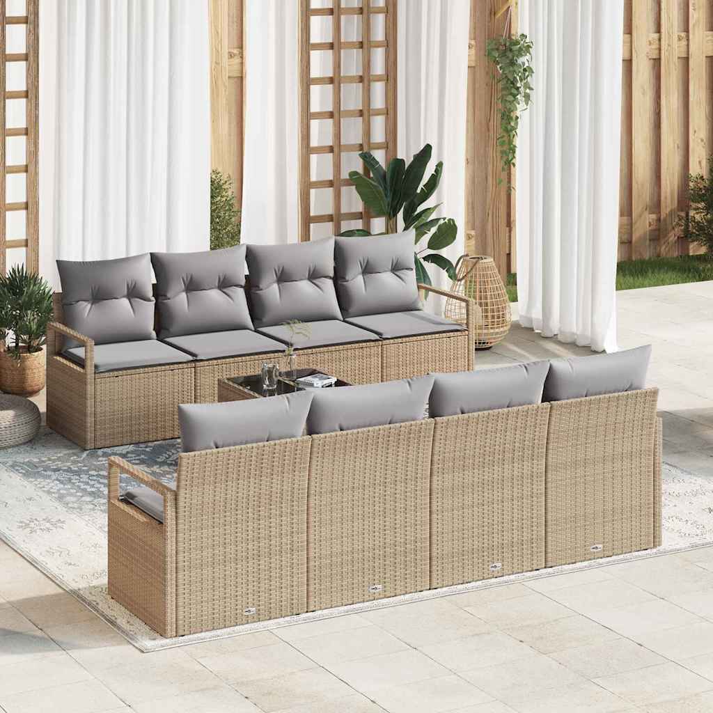 Sofa Set 7 Stk. 6-Sitzanzahl Beige und Grau Poly Rattan
