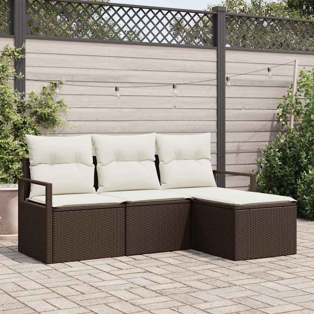 Sofa Set 4 stk. Braun [Synthetisch]: Poly Rattan