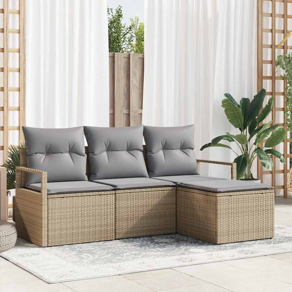 Sofa Set 4 stk. Beige [Synthetisch]: Poly Rattan
