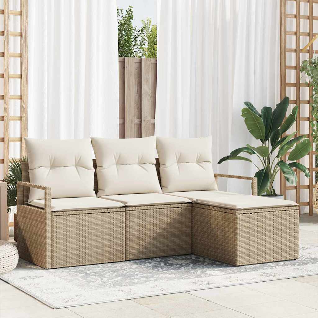 Sofa Set 4 stk. Beige [Synthetisch]: Poly Rattan