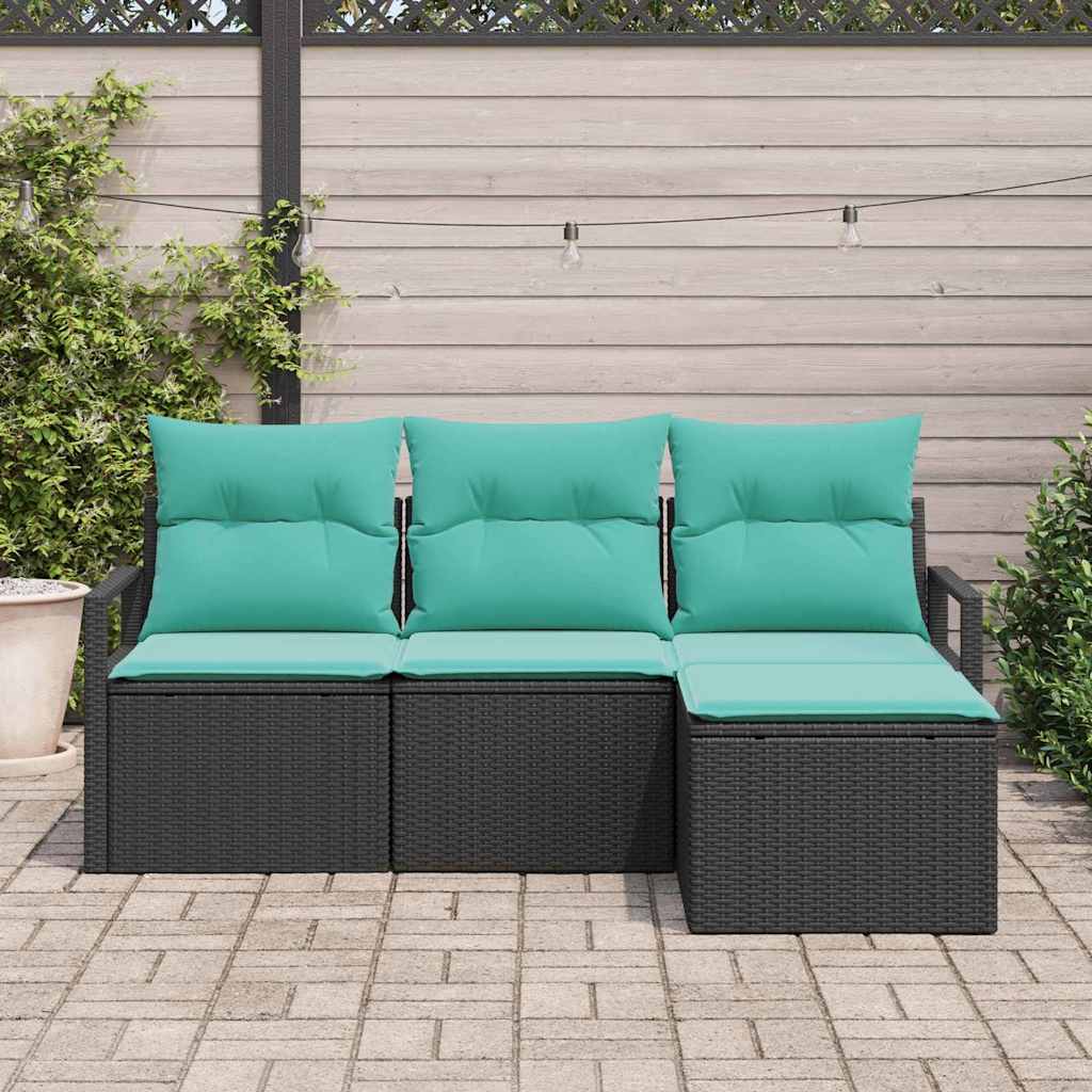 Sofa Set 4 stk. Schwarz Poly-Rattan