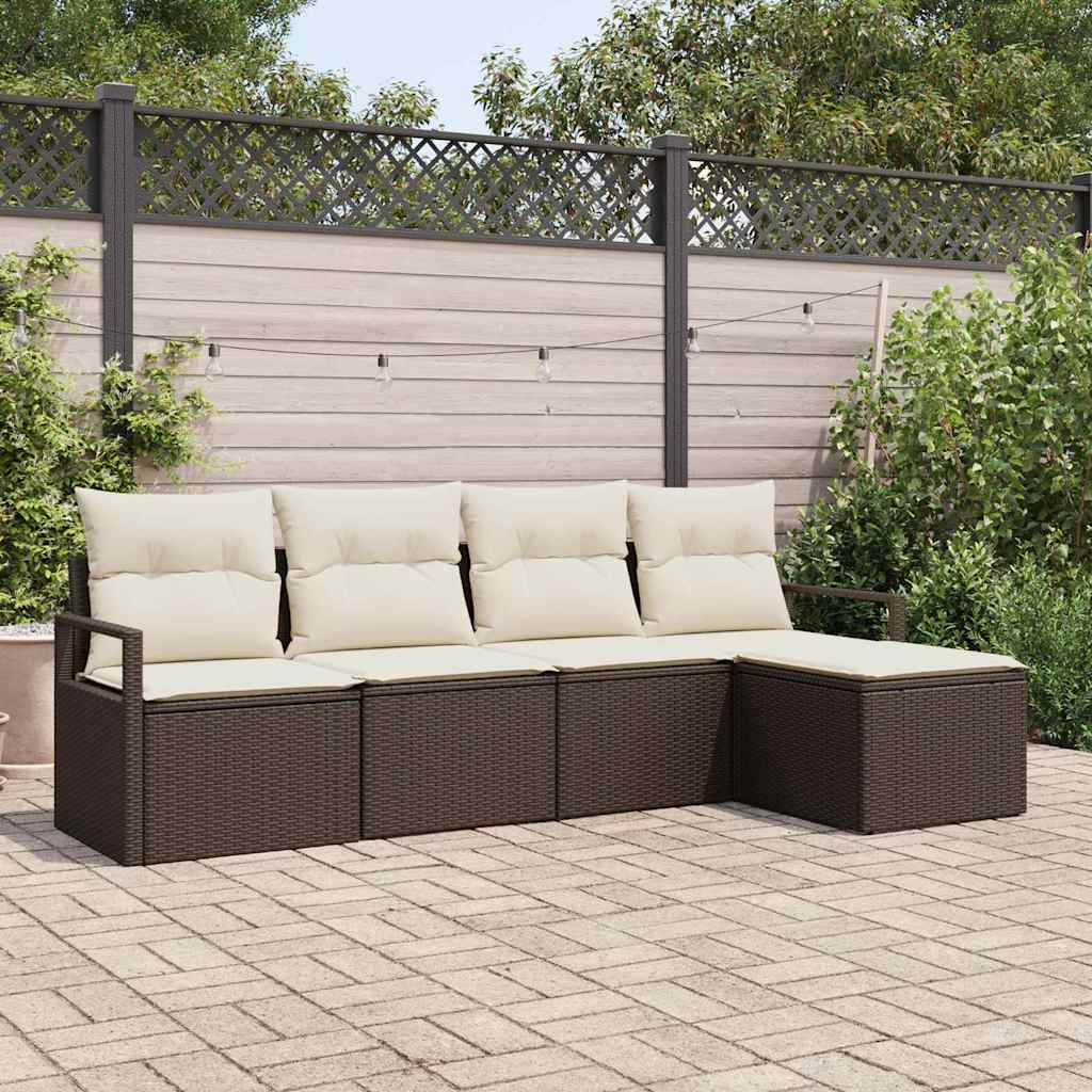 Sofa Set 5 stk. Braun [Synthetisch]: Poly Rattan