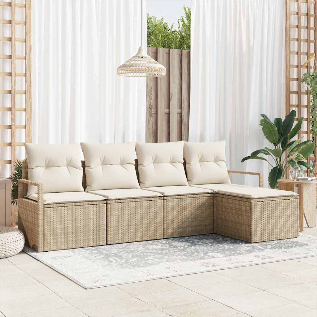 Sofa Set 5 stk. Beige [Synthetisch]: Poly Rattan