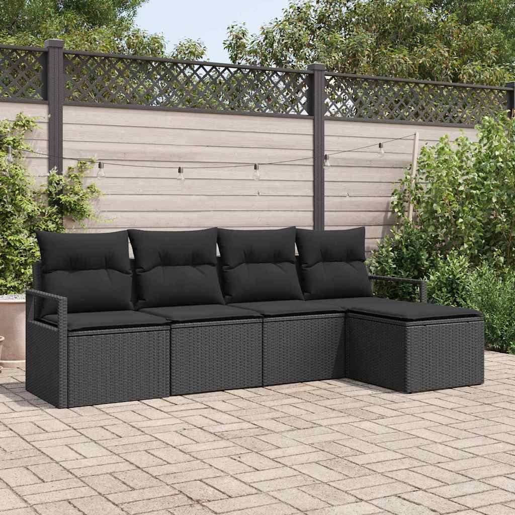 Sofa Set 5 stk. Schwarz [Synthetisch]: Poly Rattan