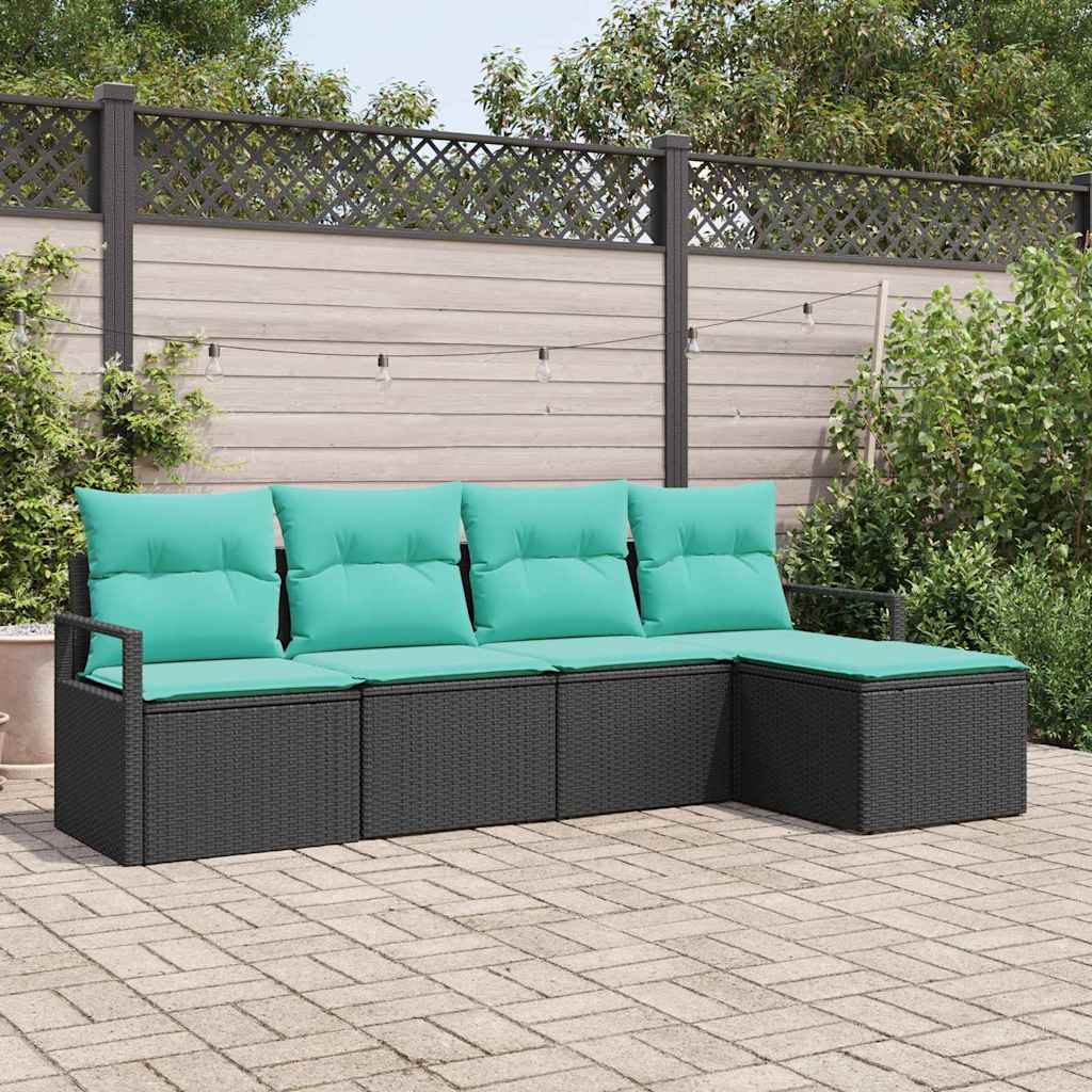 Sofa Set 5 stk. Schwarz [Synthetisch]: Poly Rattan