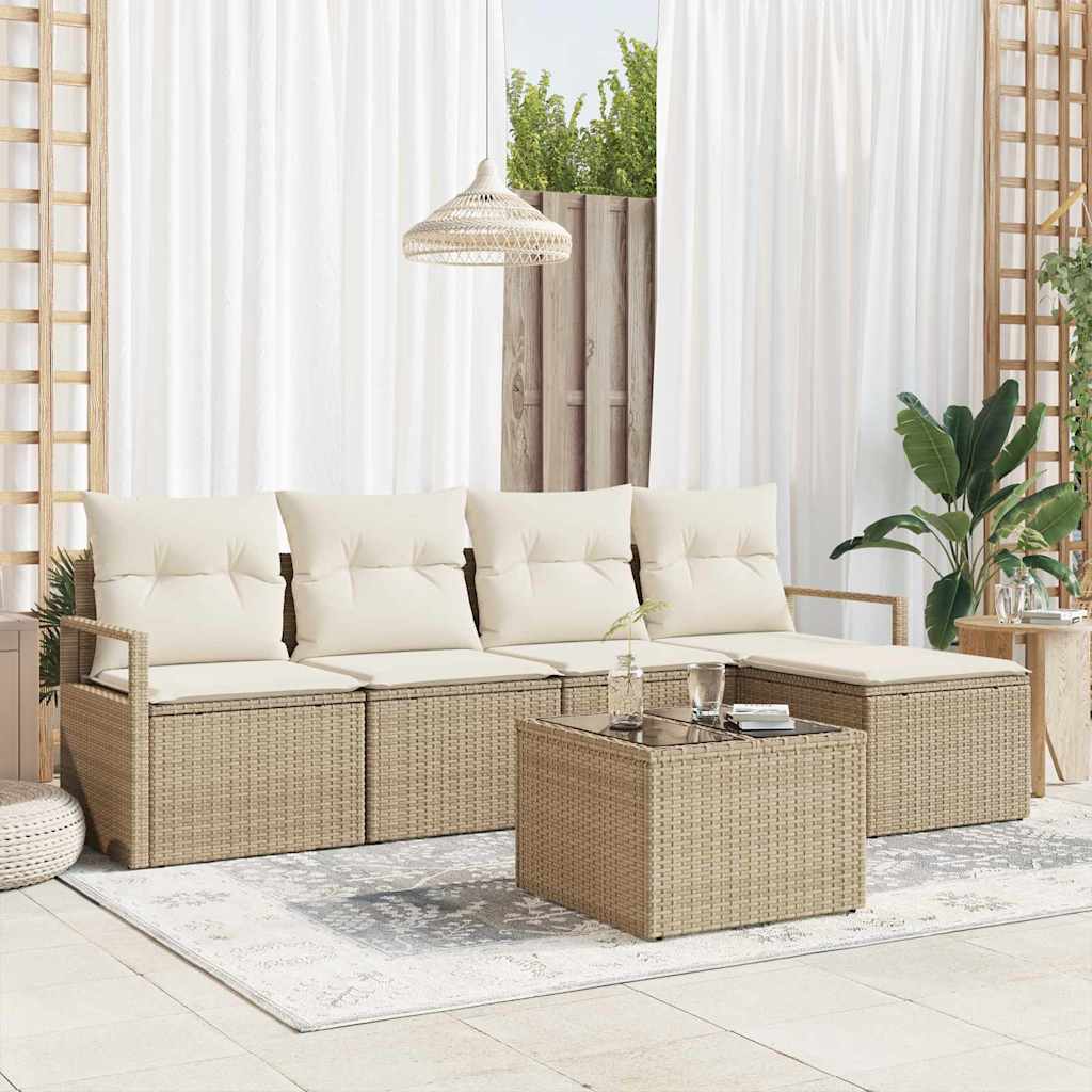 Sofa Set 6 stk. Beige [Synthetisch]: Poly Rattan