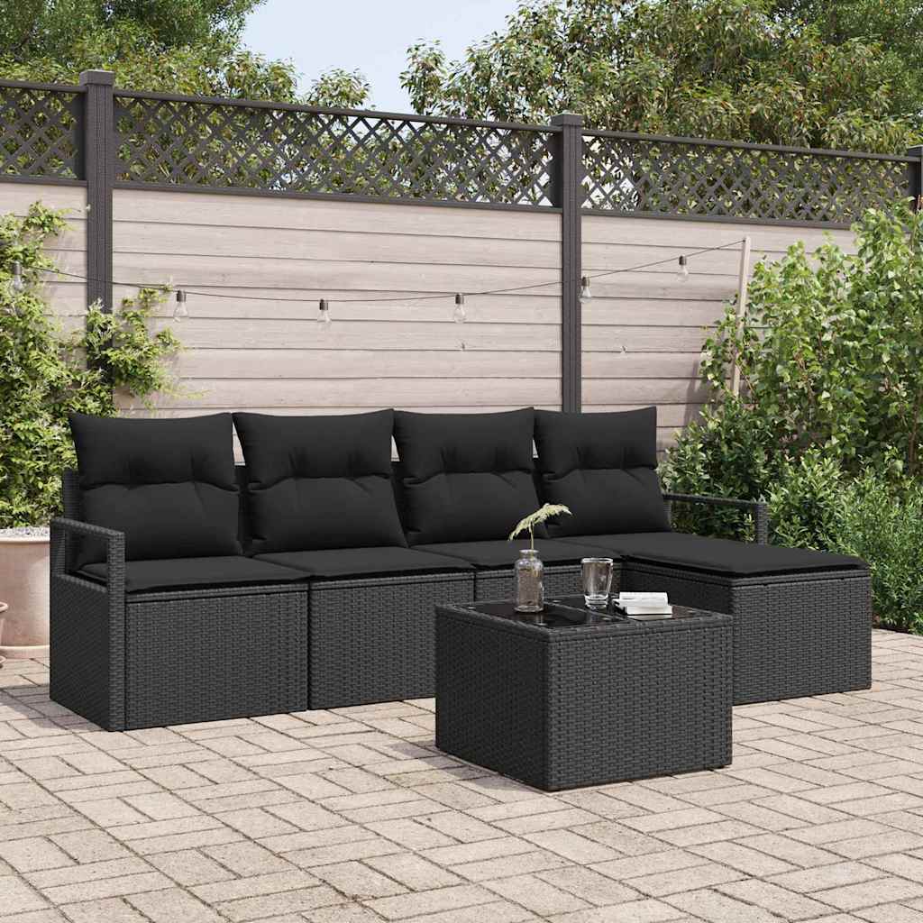 Sofa Set 6 stk. Schwarz [Synthetisch]: Poly Rattan