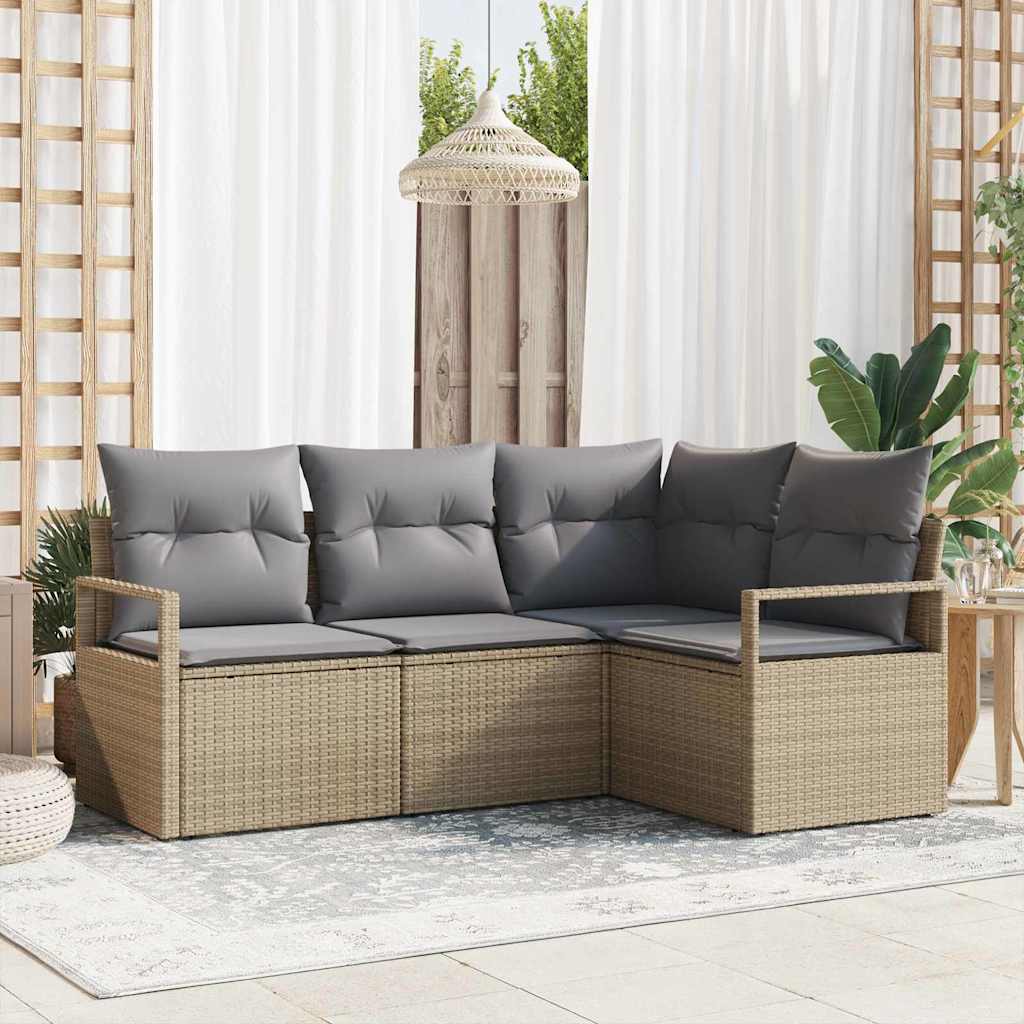 Sofa Set 4 stk. Beige [Synthetisch]: Poly Rattan