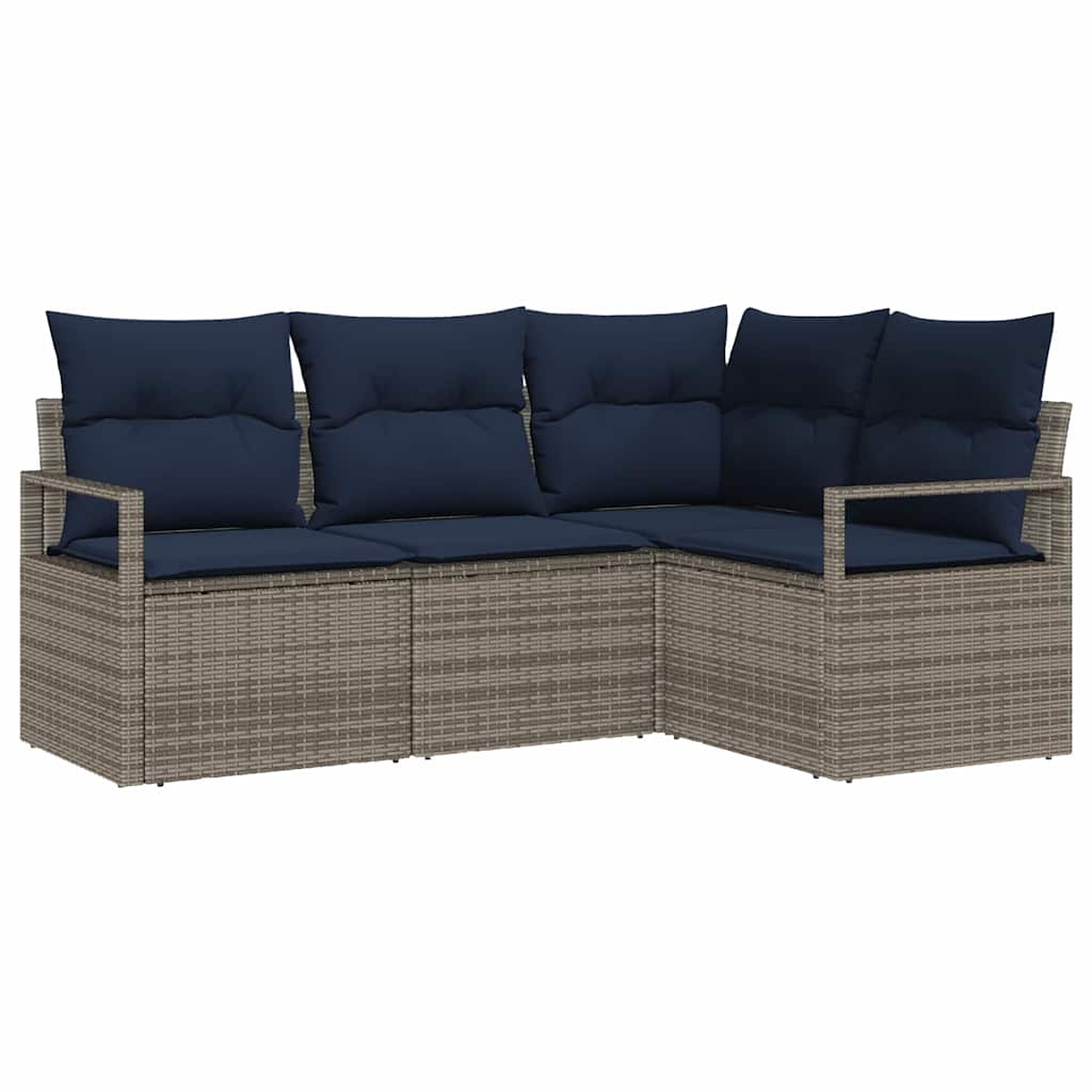 Sofa Set 4 stk. Grau [Synthetisch]: Poly Rattan
