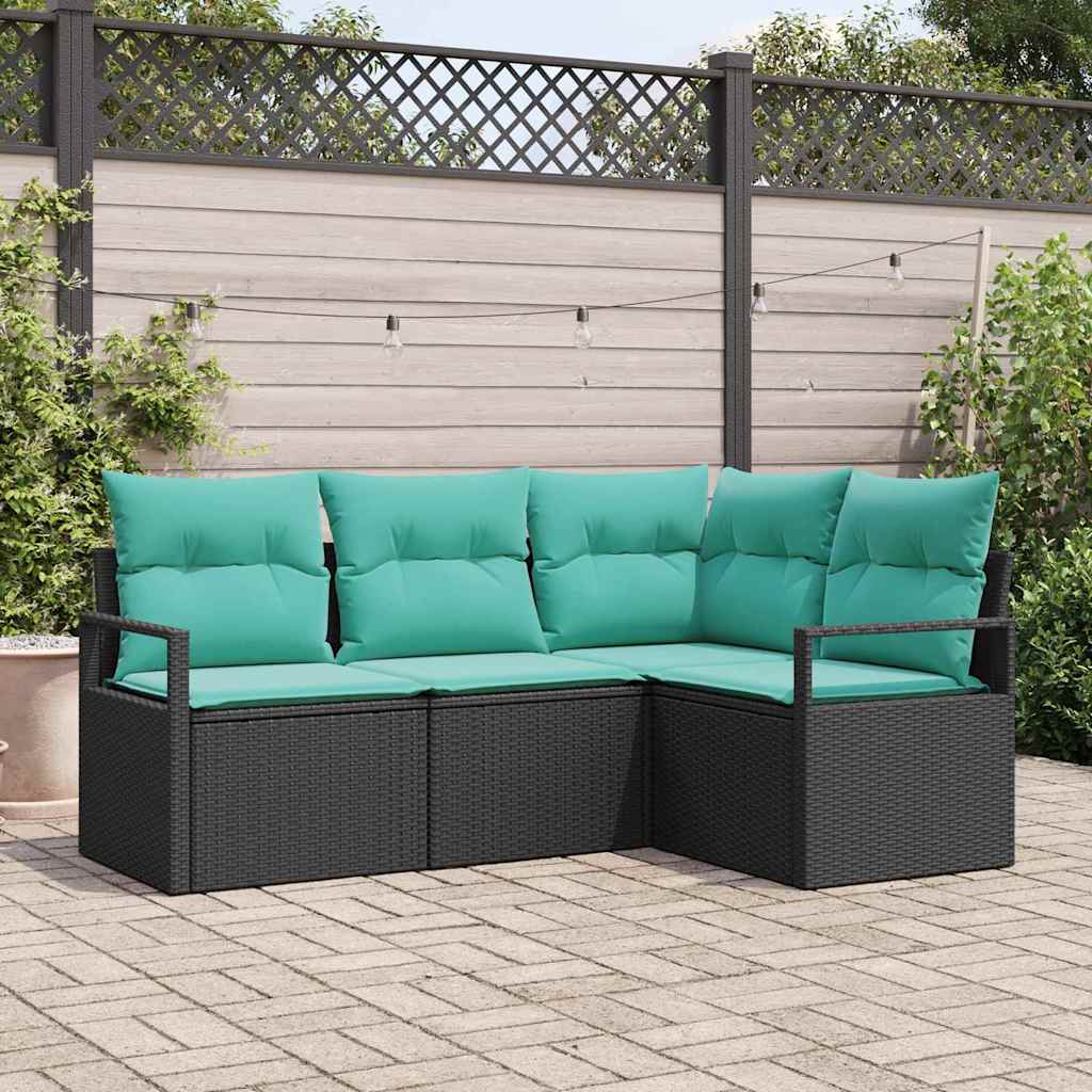 Sofa Set 4 stk. Schwarz [Synthetisch]: Poly Rattan