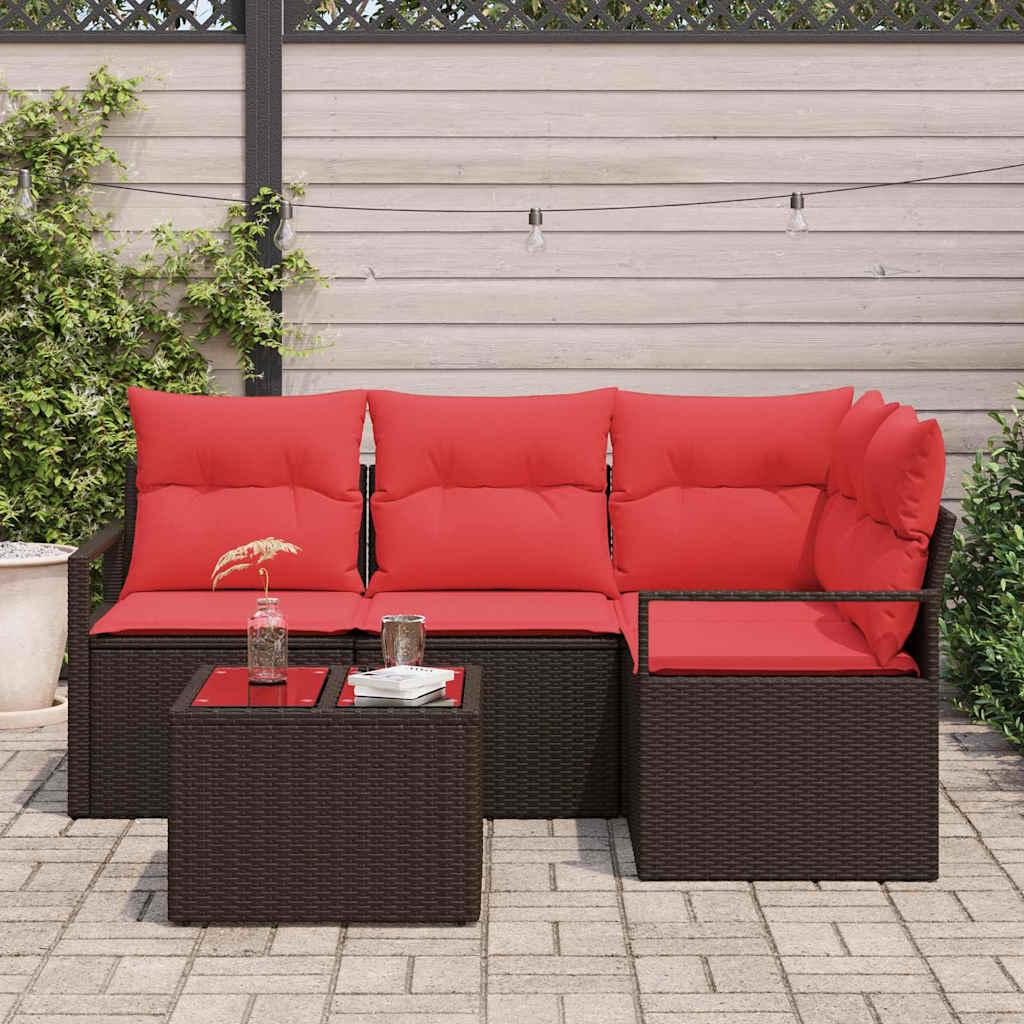 Sofa Set 5 stk. Braun [Synthetisch]: Poly Rattan