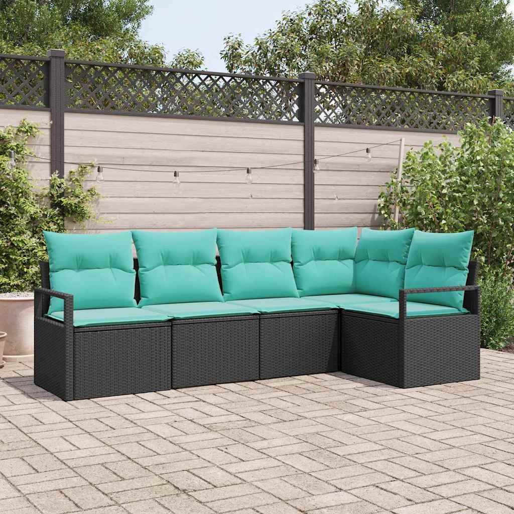 Sofa Set 5 stk. Schwarz [Synthetisch]: Poly Rattan