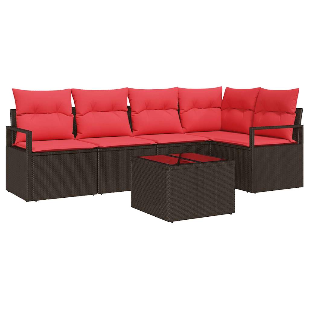 Sofa Set 6 stk. Braun [Synthetisch]: Poly Rattan