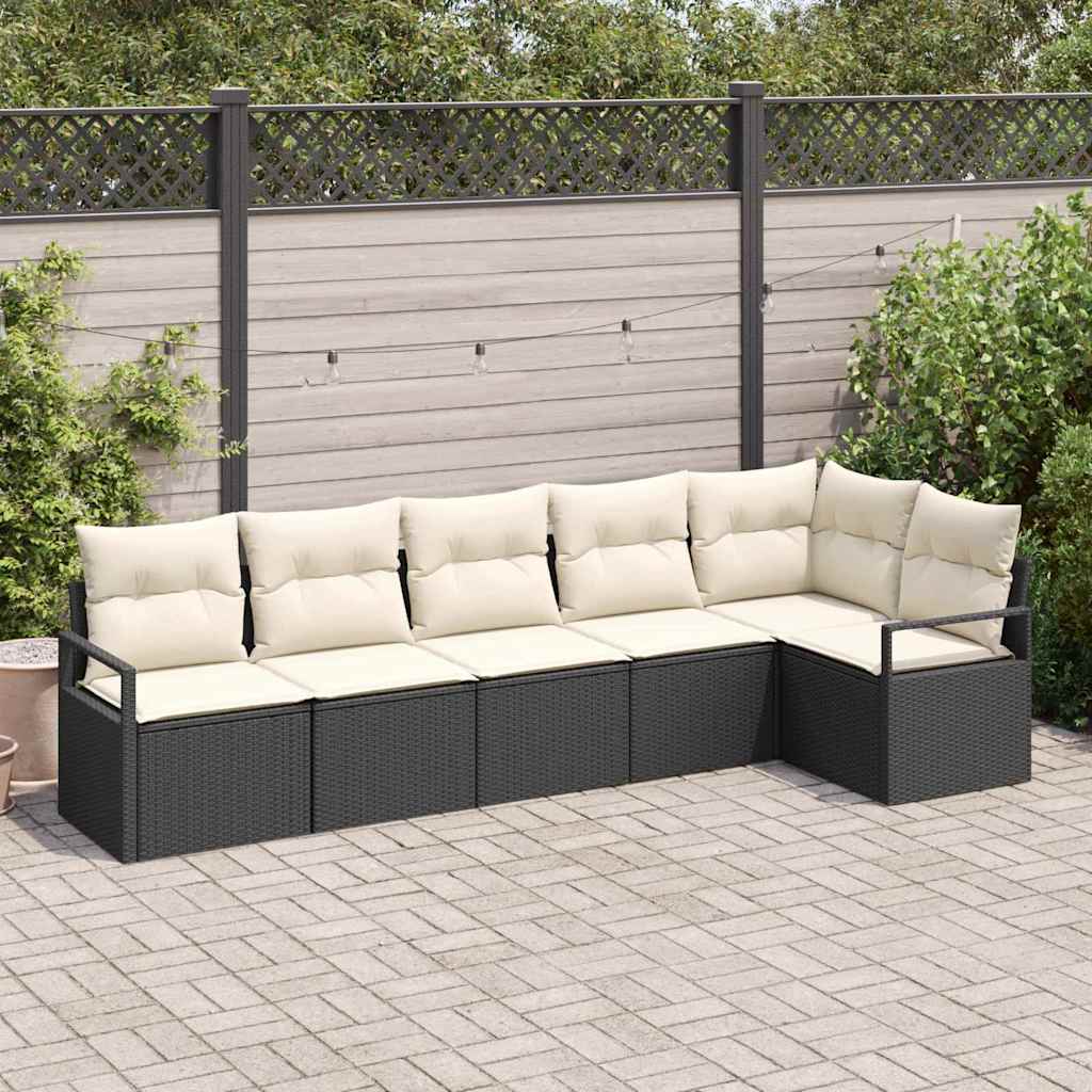 Sofa Set 6 stk. Schwarz [Synthetisch]: Poly Rattan